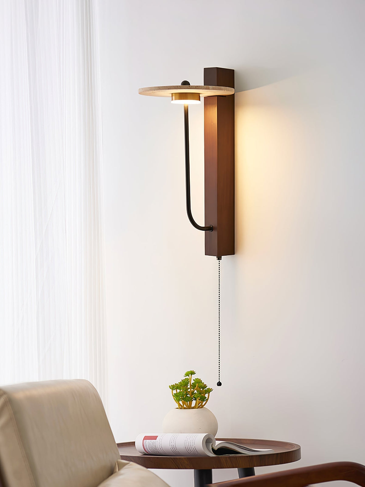 Viphayra aplique de pared con brazo articulado en travertino