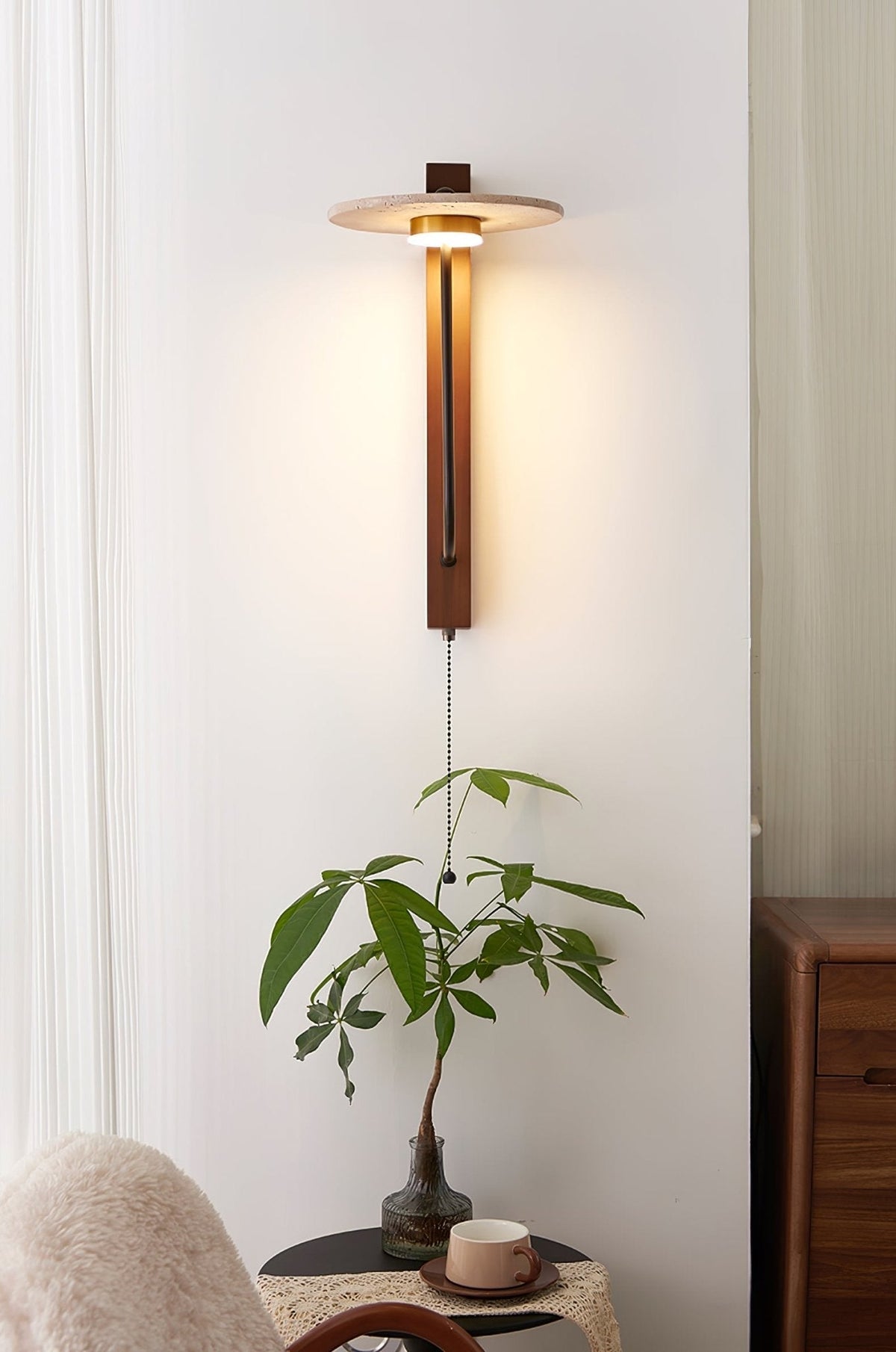 Viphayra aplique de pared con brazo articulado en travertino