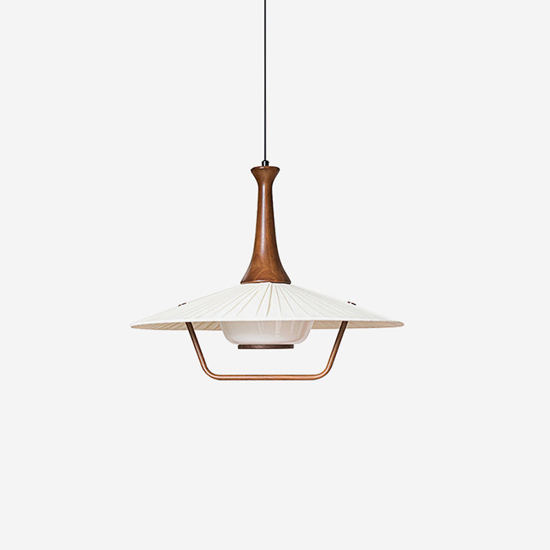 Vionne lámpara colgante de madera y blanco estilo mid-century