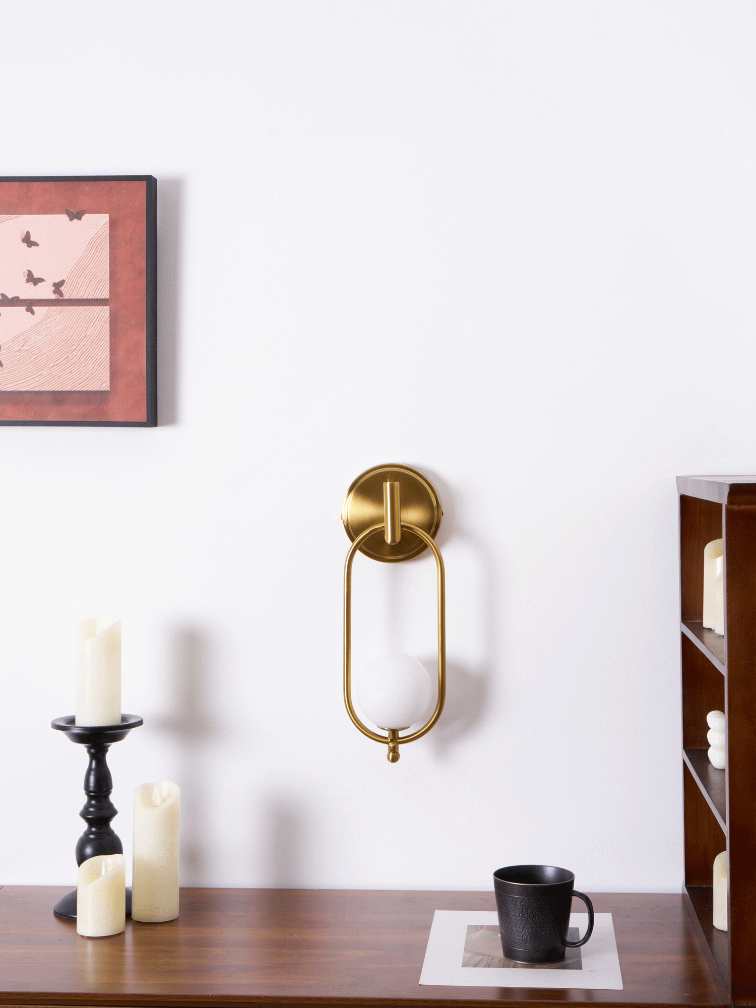 Cumirisra aplique de pared moderno minimalista de latón con pantalla de vidrio