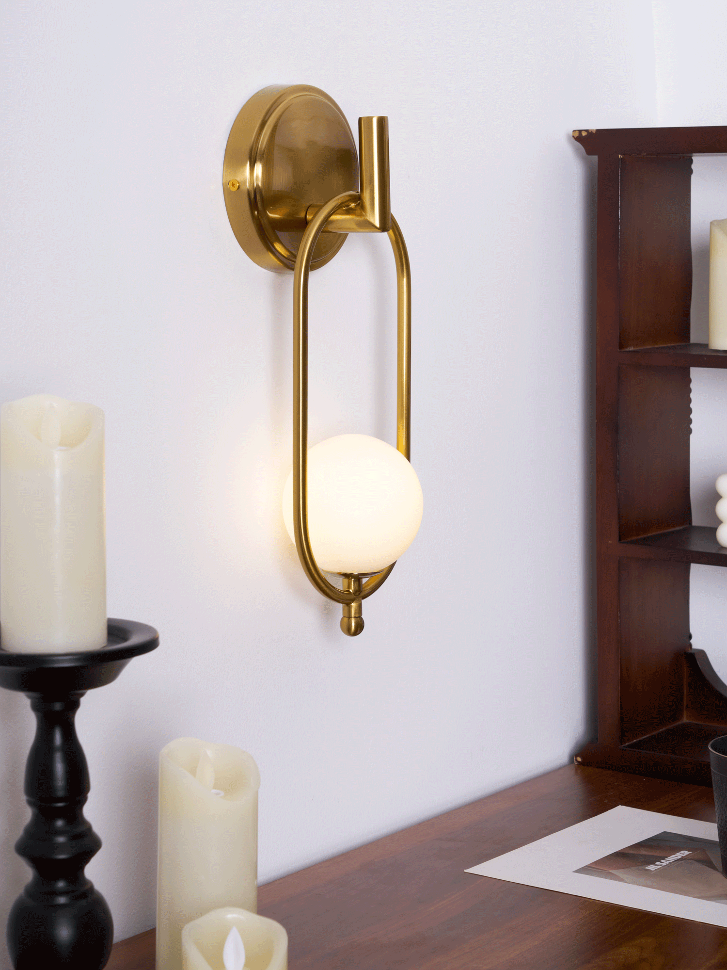 Cumirisra aplique de pared moderno minimalista de latón con pantalla de vidrio