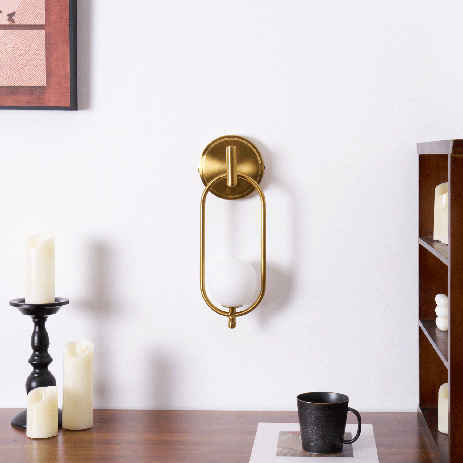 Cumirisra aplique de pared moderno minimalista de latón con pantalla de vidrio