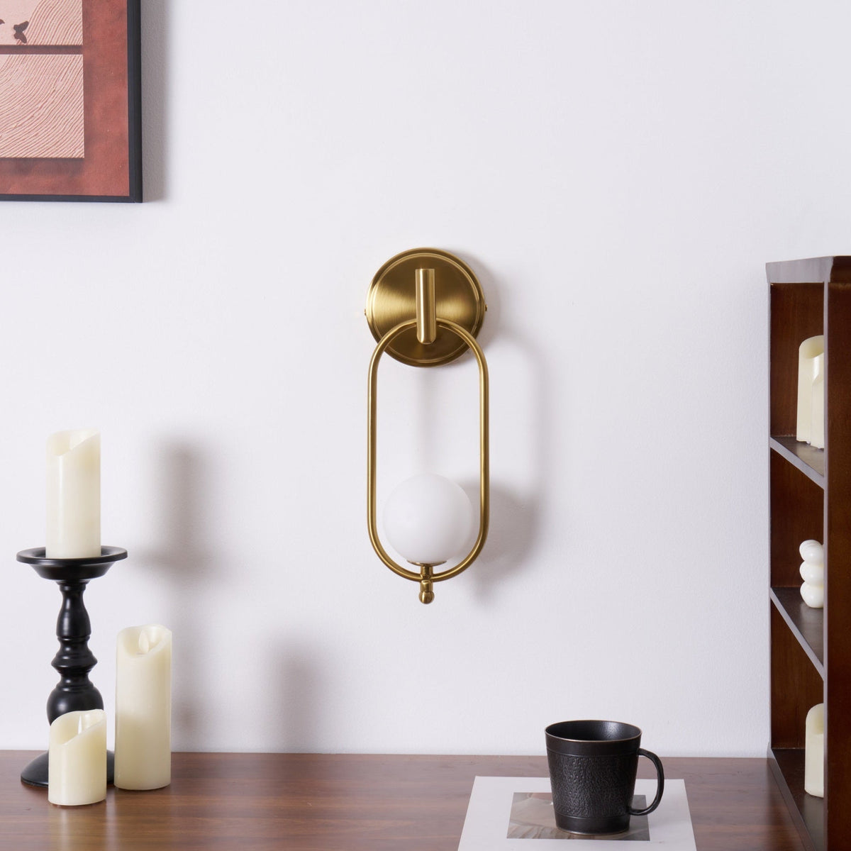 Cumirisra aplique de pared moderno minimalista de latón con pantalla de vidrio