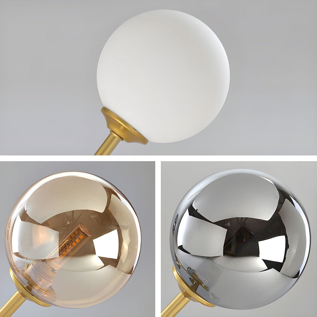 Lioroora lámpara de araña Globo de vidrio dorado 12-Light