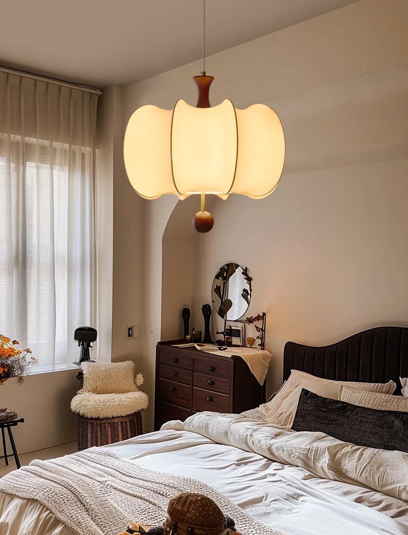 Elvelise lámpara colgante de tejido y madera
