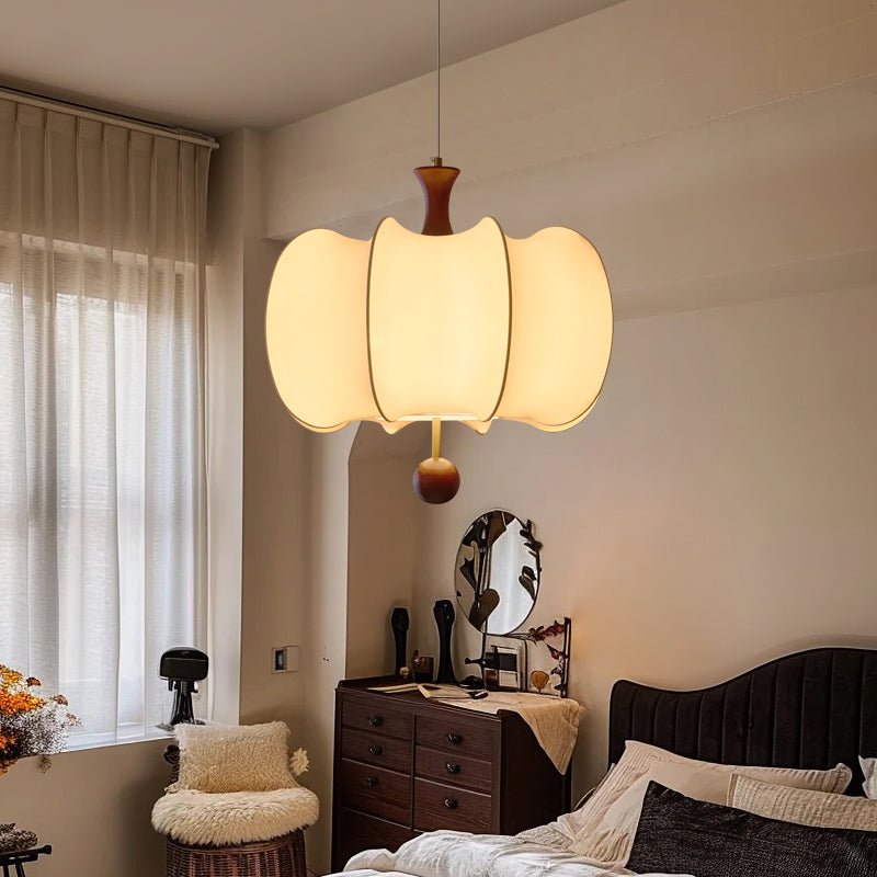 Elvelise lámpara colgante de tejido y madera