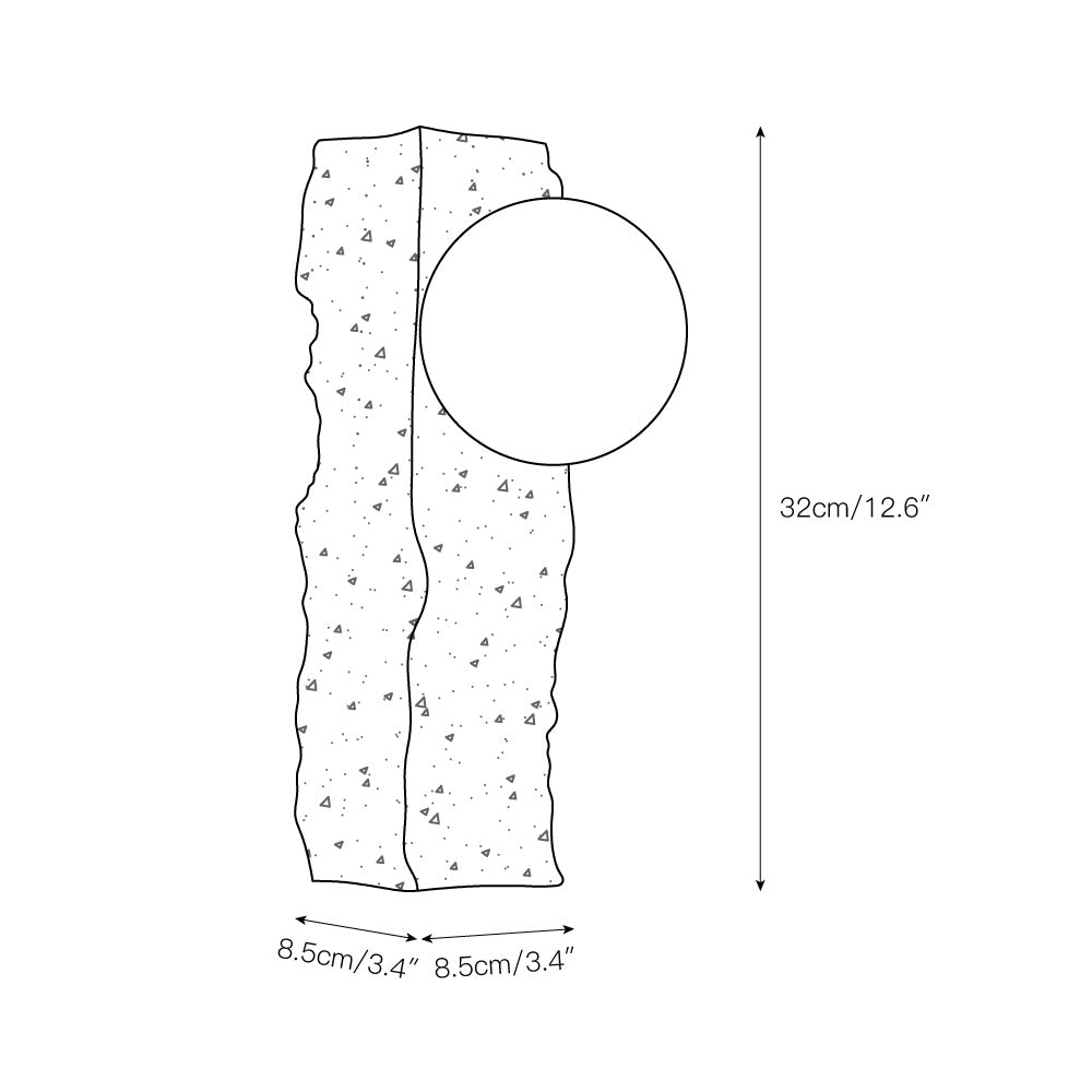 Tavivelia aplique de pared con cuerpo de travertino y sombra de vidrio