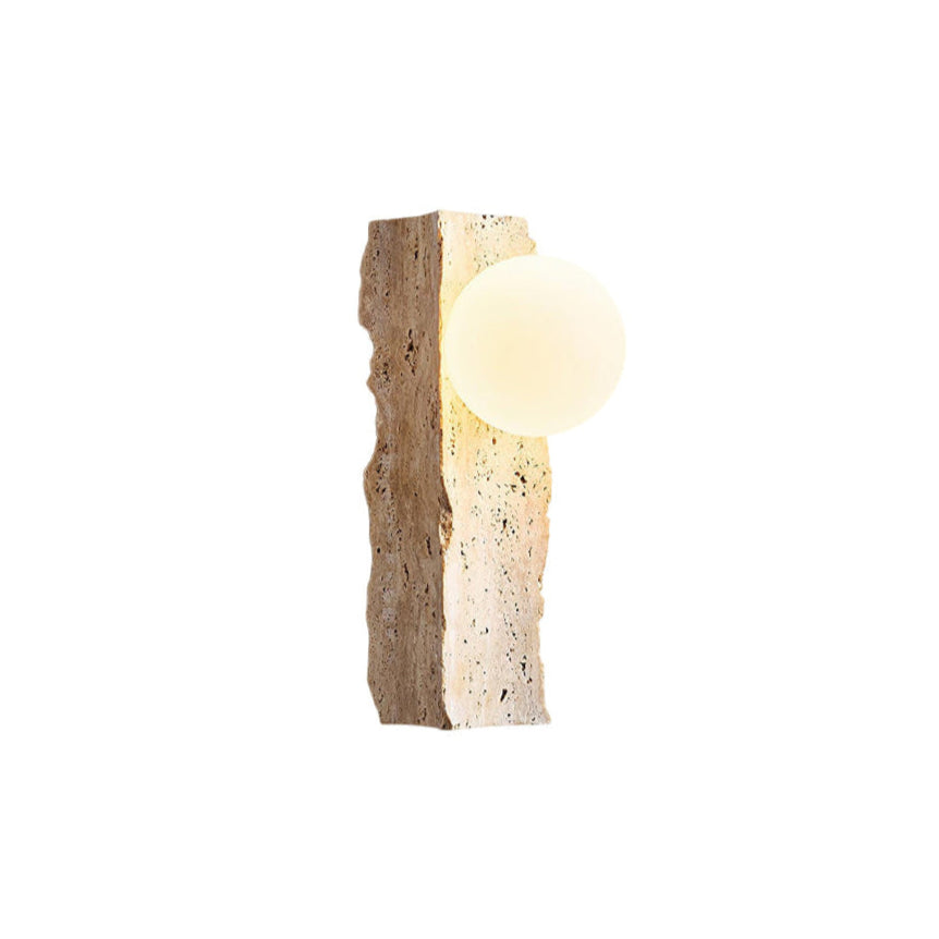 Tavivelia aplique de pared con cuerpo de travertino y sombra de vidrio