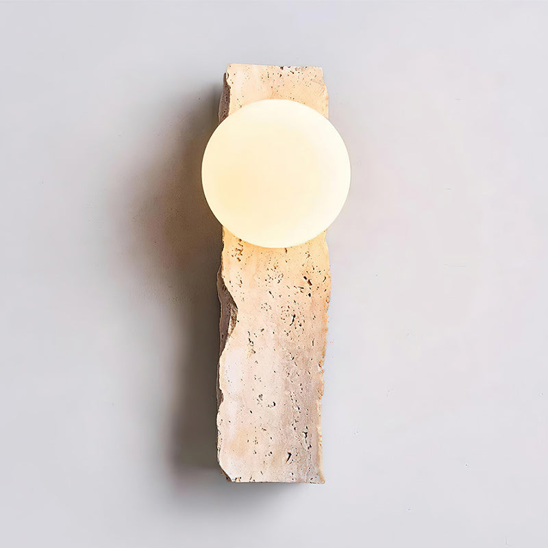 Tavivelia aplique de pared con cuerpo de travertino y sombra de vidrio