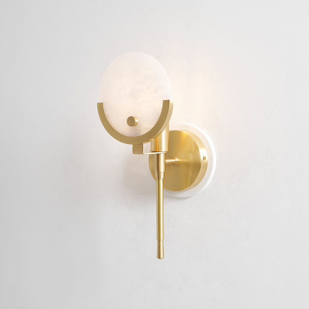 Ljomuvyo aplique de pared moderno minimalista de latón con sombra de alabastro