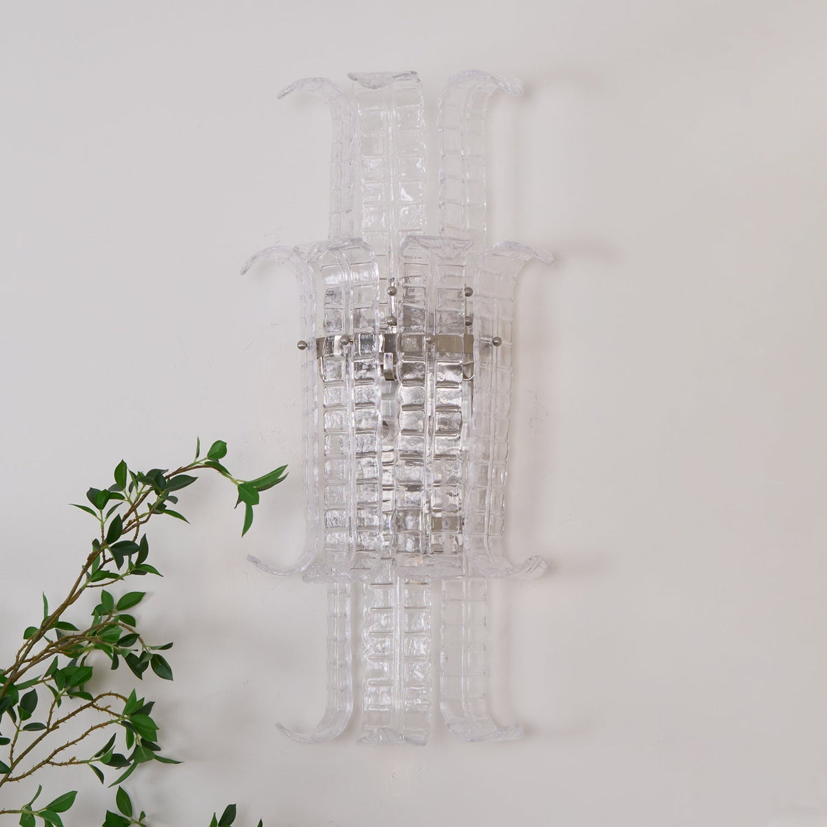 Celearia aplique de pared con panel geométrico de vidrio Murano transparente