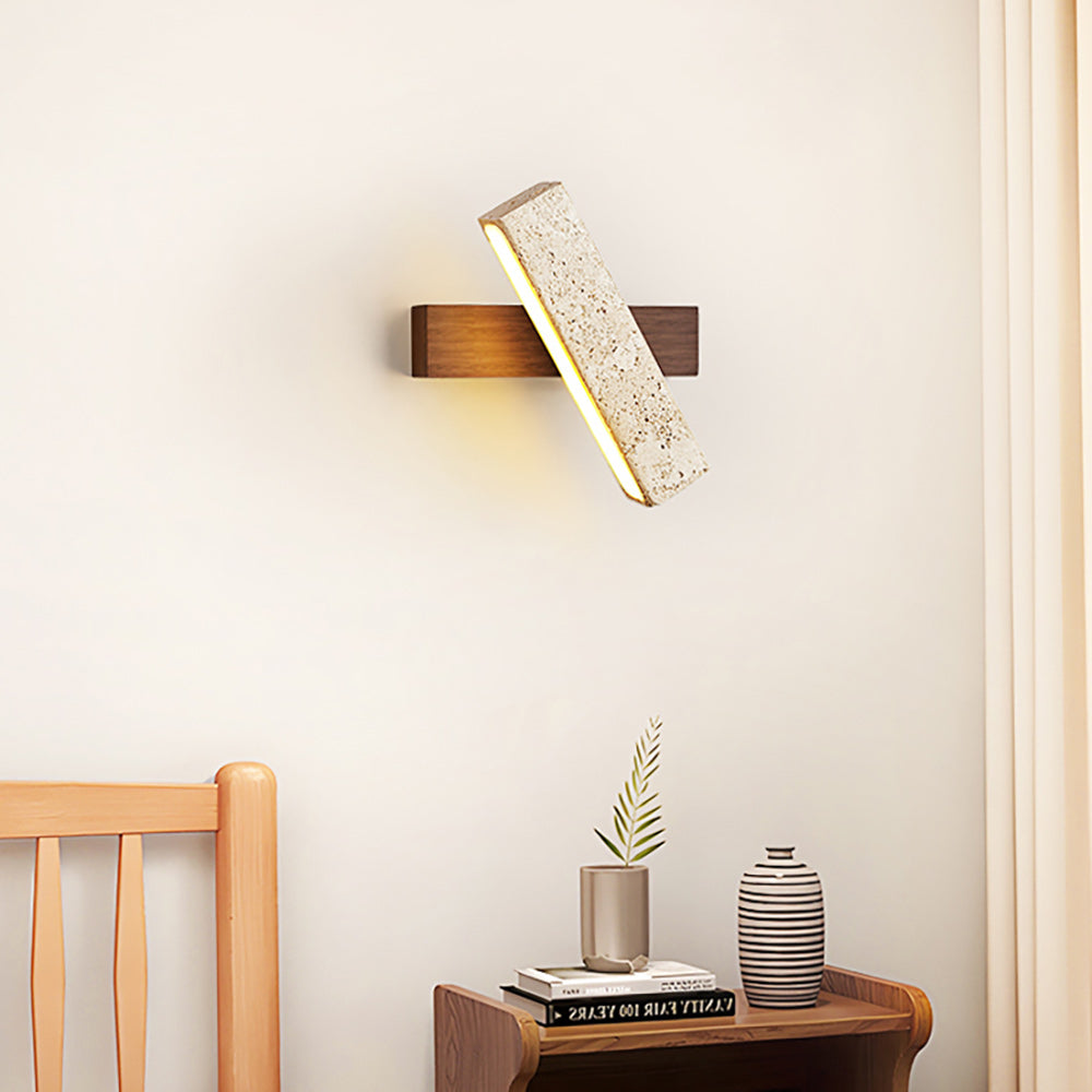 Ostruvyo aplique de pared moderno minimalista lineal en nogal y travertino