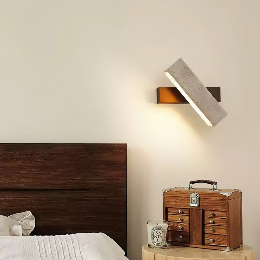 Ostruvyo aplique de pared moderno minimalista lineal en nogal y travertino