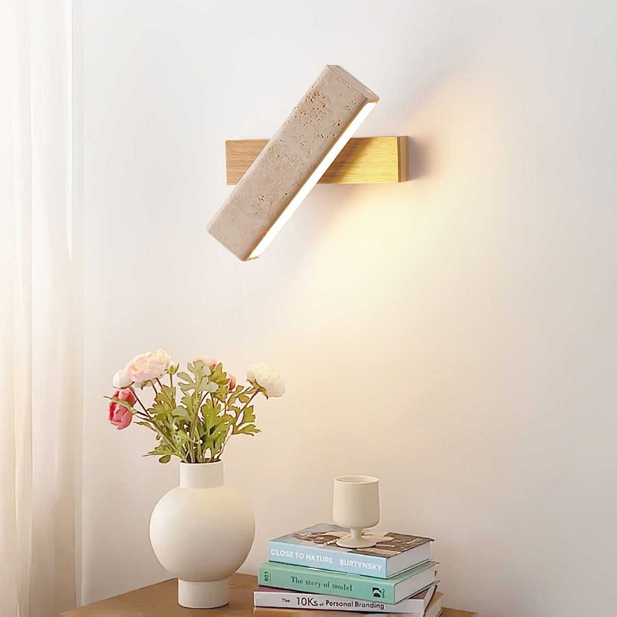 Esorora aplique de pared rectangular de travertino