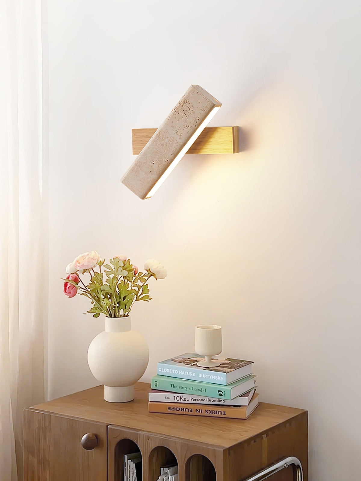 Esorora aplique de pared rectangular de travertino