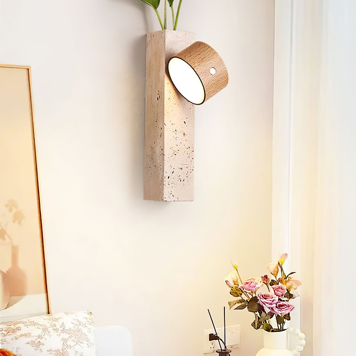 Dalvor aplique de pared rectangular en travertino