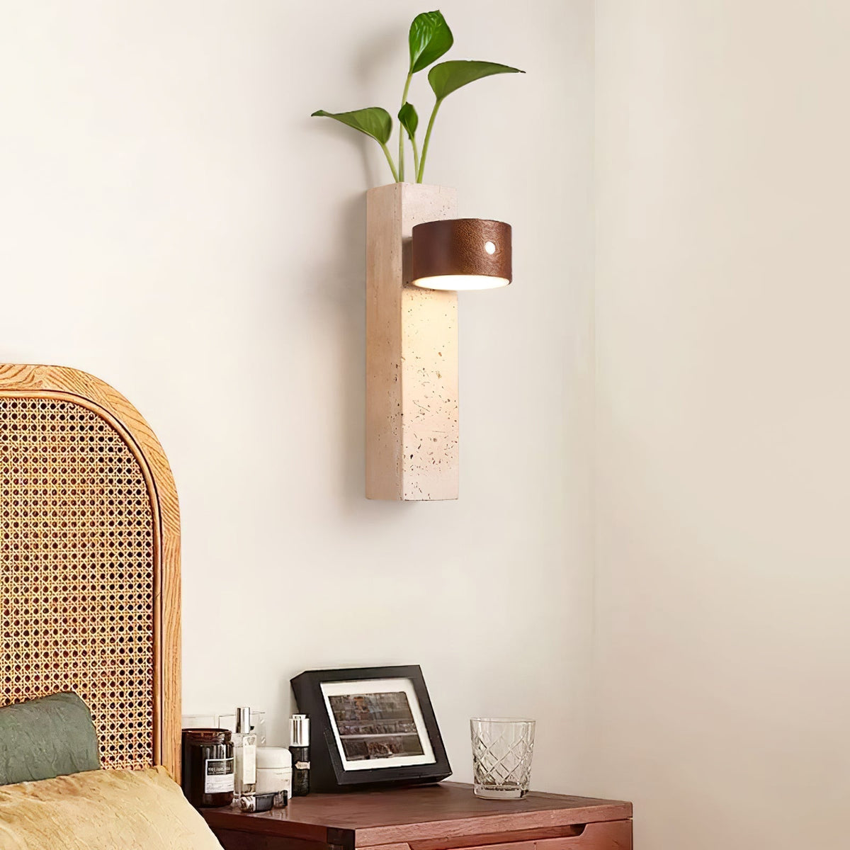 Dalvor aplique de pared rectangular en travertino