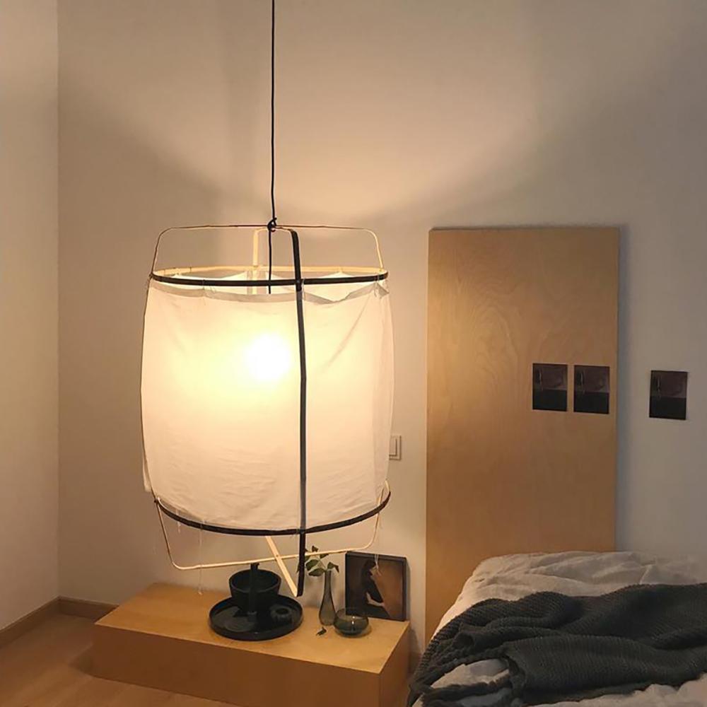 Arioelia lámpara colgante con pantalla de bambú para sala de estar