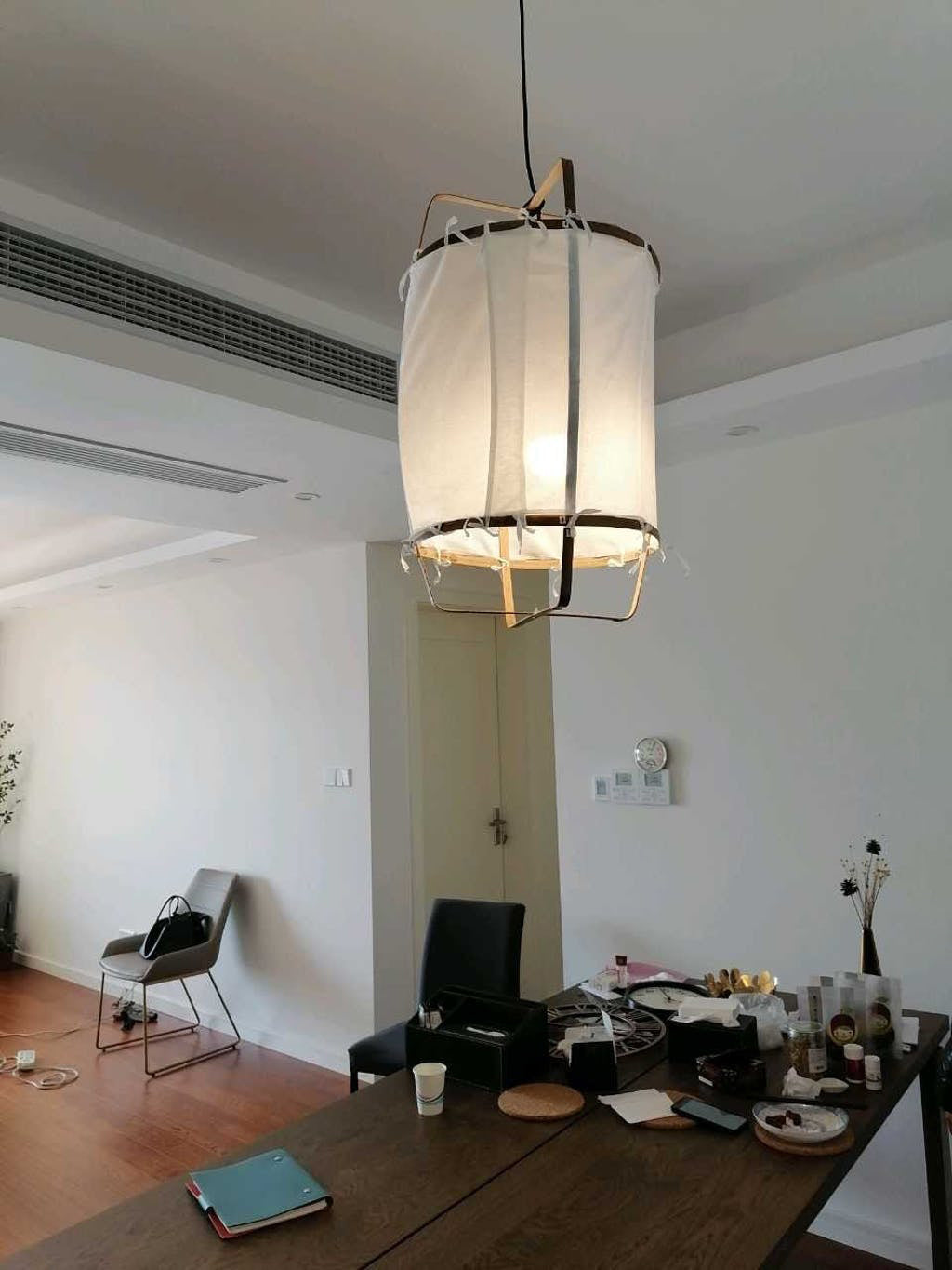 Arioelia lámpara colgante con pantalla de bambú para sala de estar