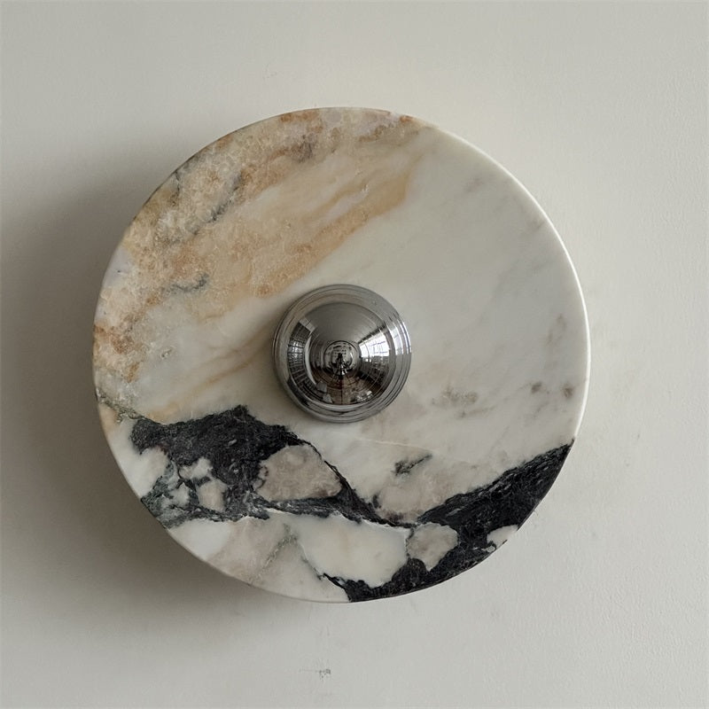 Zeno Redondo Cromo Mármol Pared Aplique