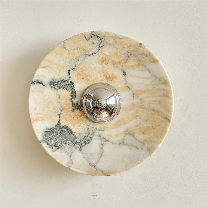 Zeno Redondo Cromo Mármol Pared Aplique