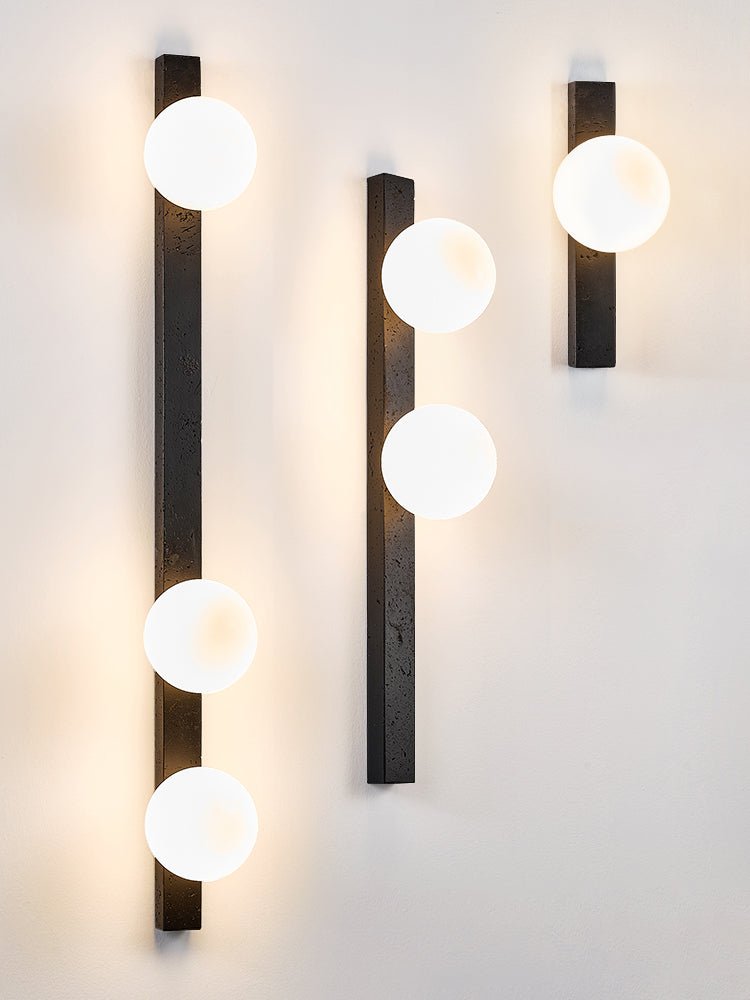 Zoshaira aplique de pared con globo negro y travertino