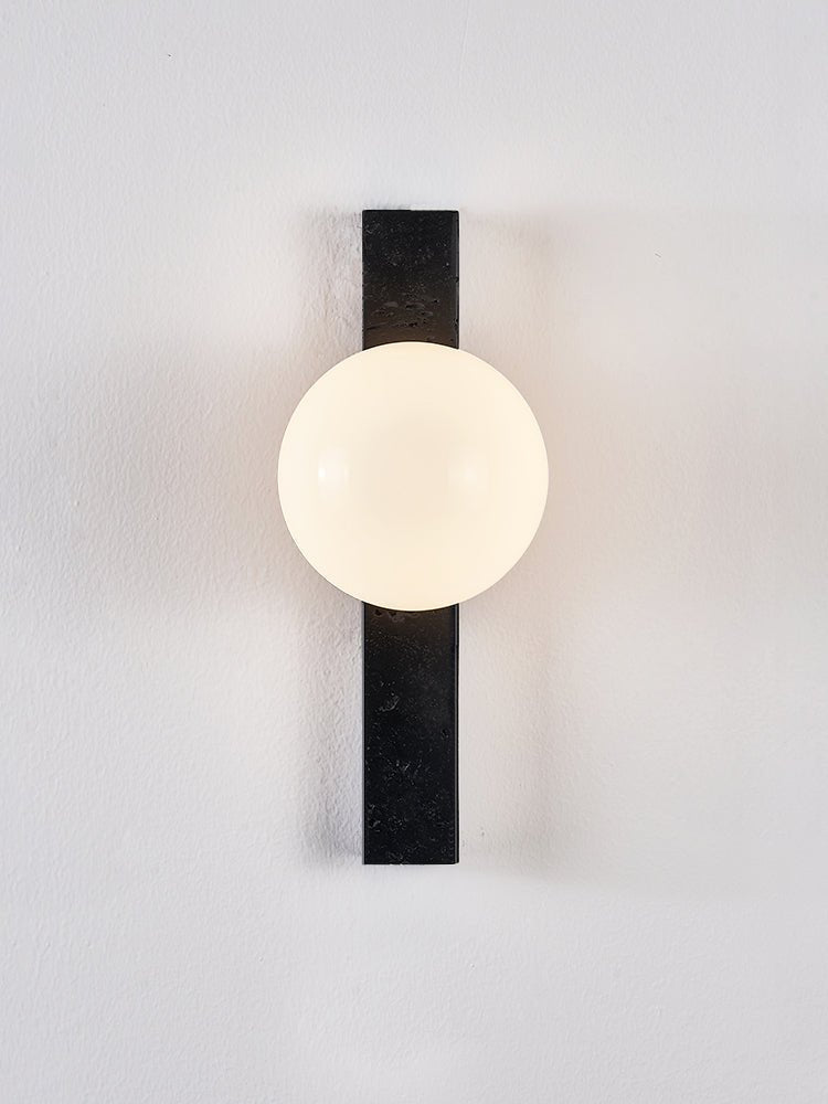 Zoshaira aplique de pared con globo negro y travertino
