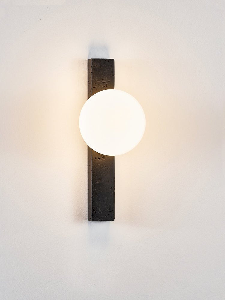 Zoshaira aplique de pared con globo negro y travertino