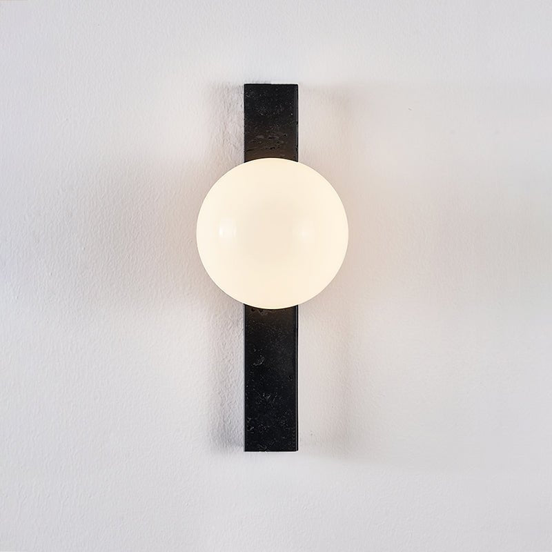 Zoshaira aplique de pared con globo negro y travertino