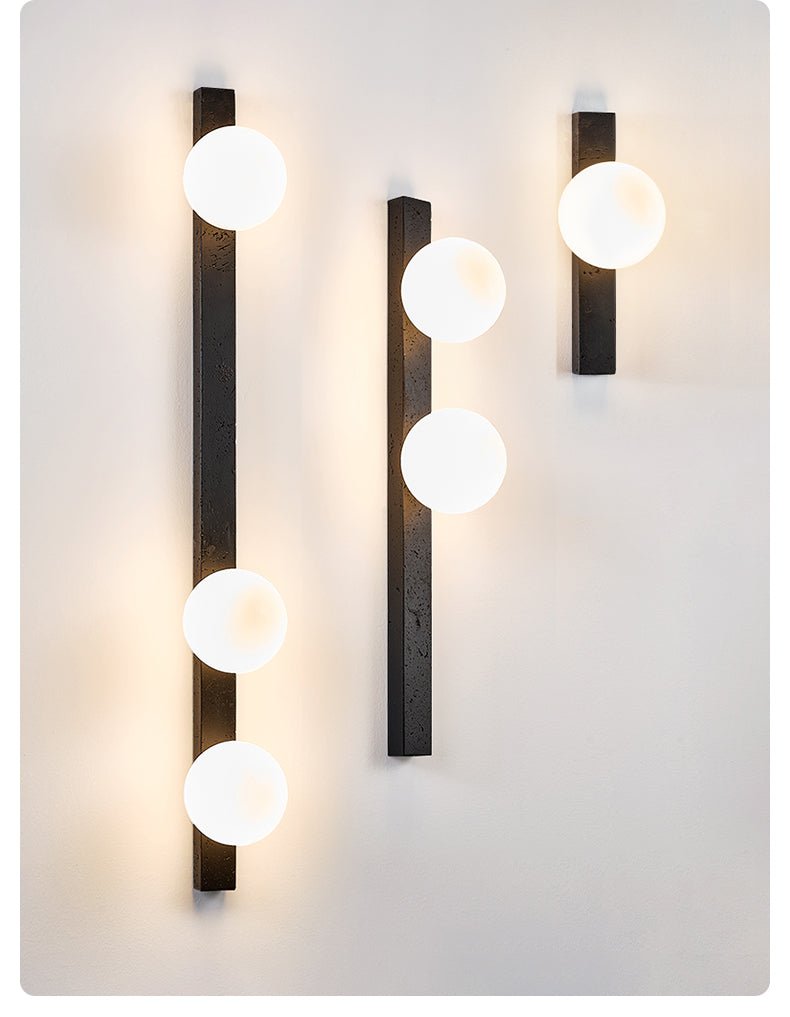 Zoshaira aplique de pared con globo negro y travertino