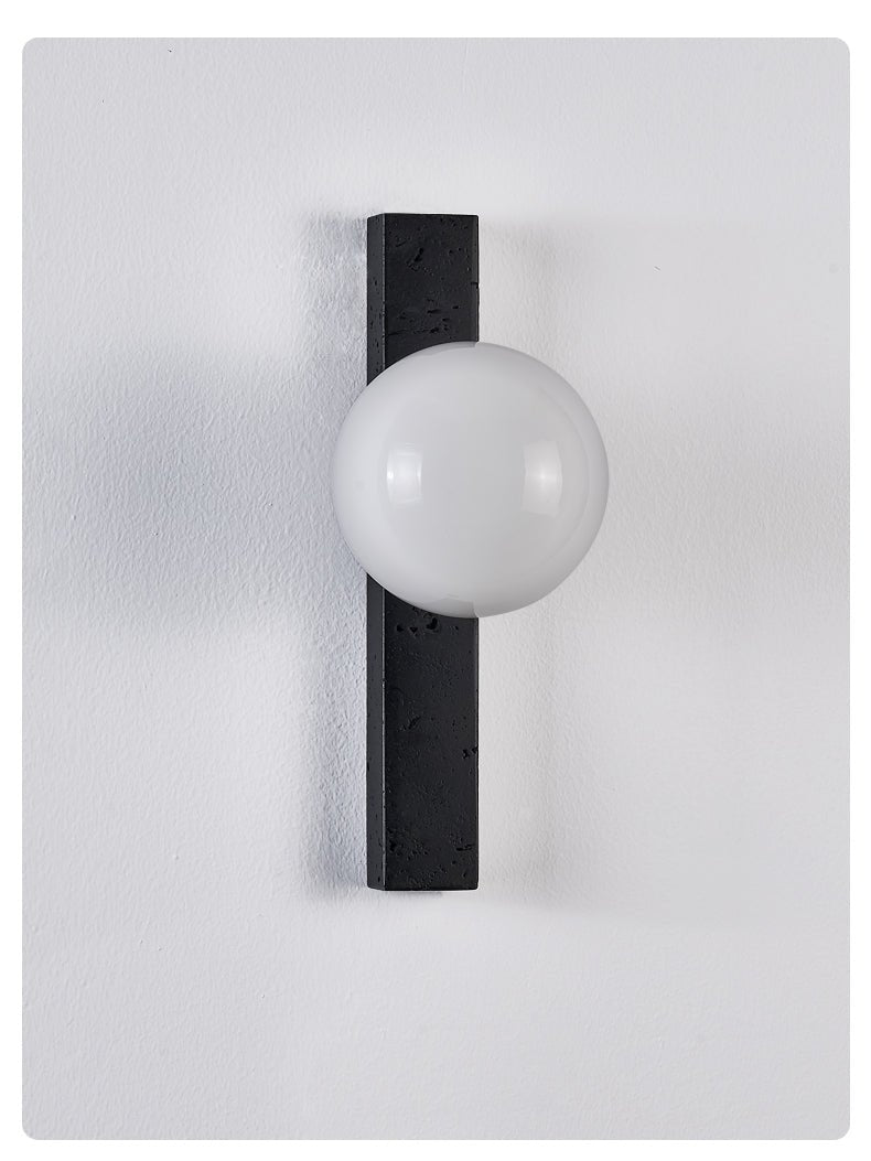 Zoshaira aplique de pared con globo negro y travertino