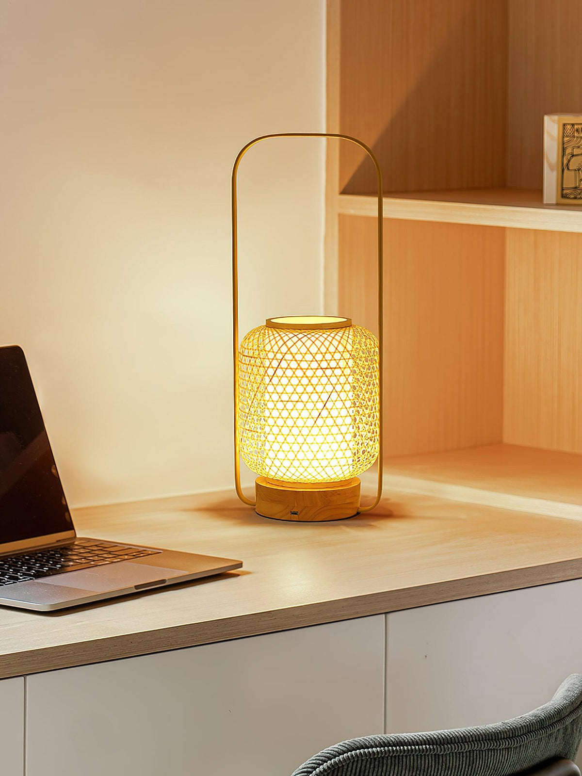 Orbituse lámpara de mesa de madera