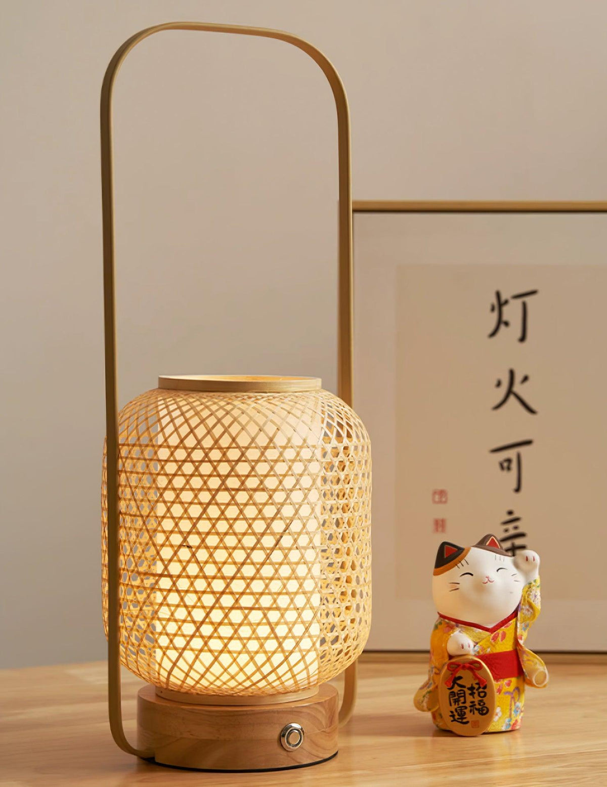 Orbituse lámpara de mesa de madera