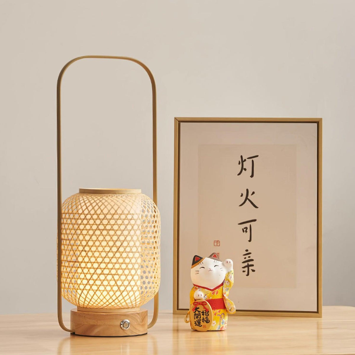 Orbituse lámpara de mesa de madera