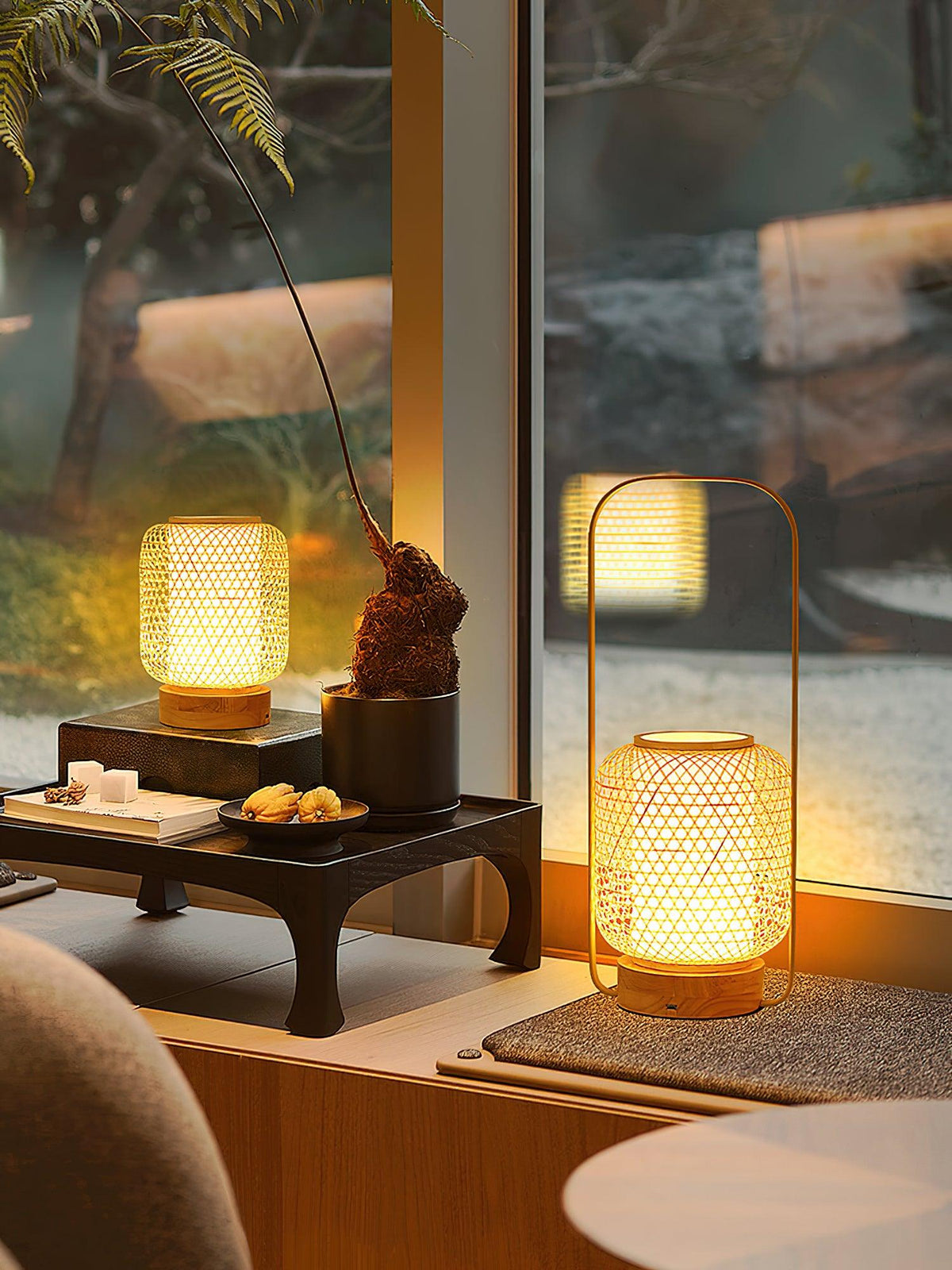 Orbituse lámpara de mesa de madera