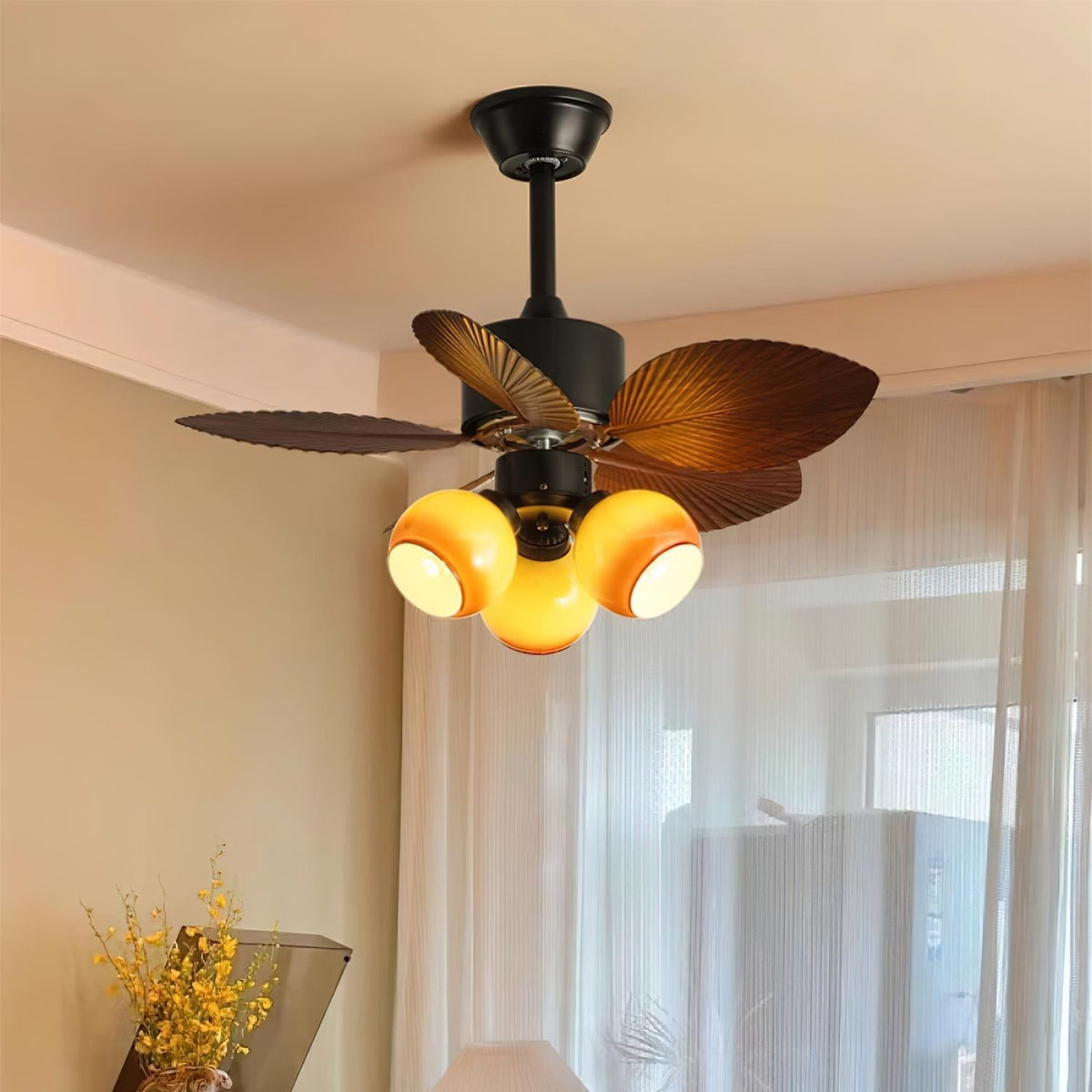 Celenina ventilador de techo con luz de vidrio tropical