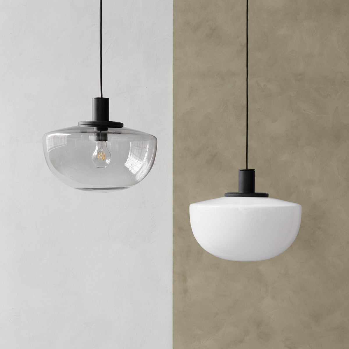 Lámpara colgante de vidrio cúpula metal montaje minimalista relajante
