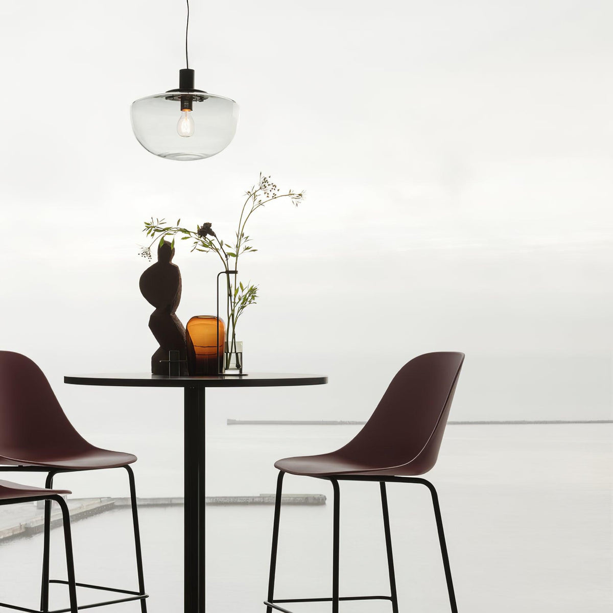 Lámpara colgante de vidrio cúpula metal montaje minimalista relajante