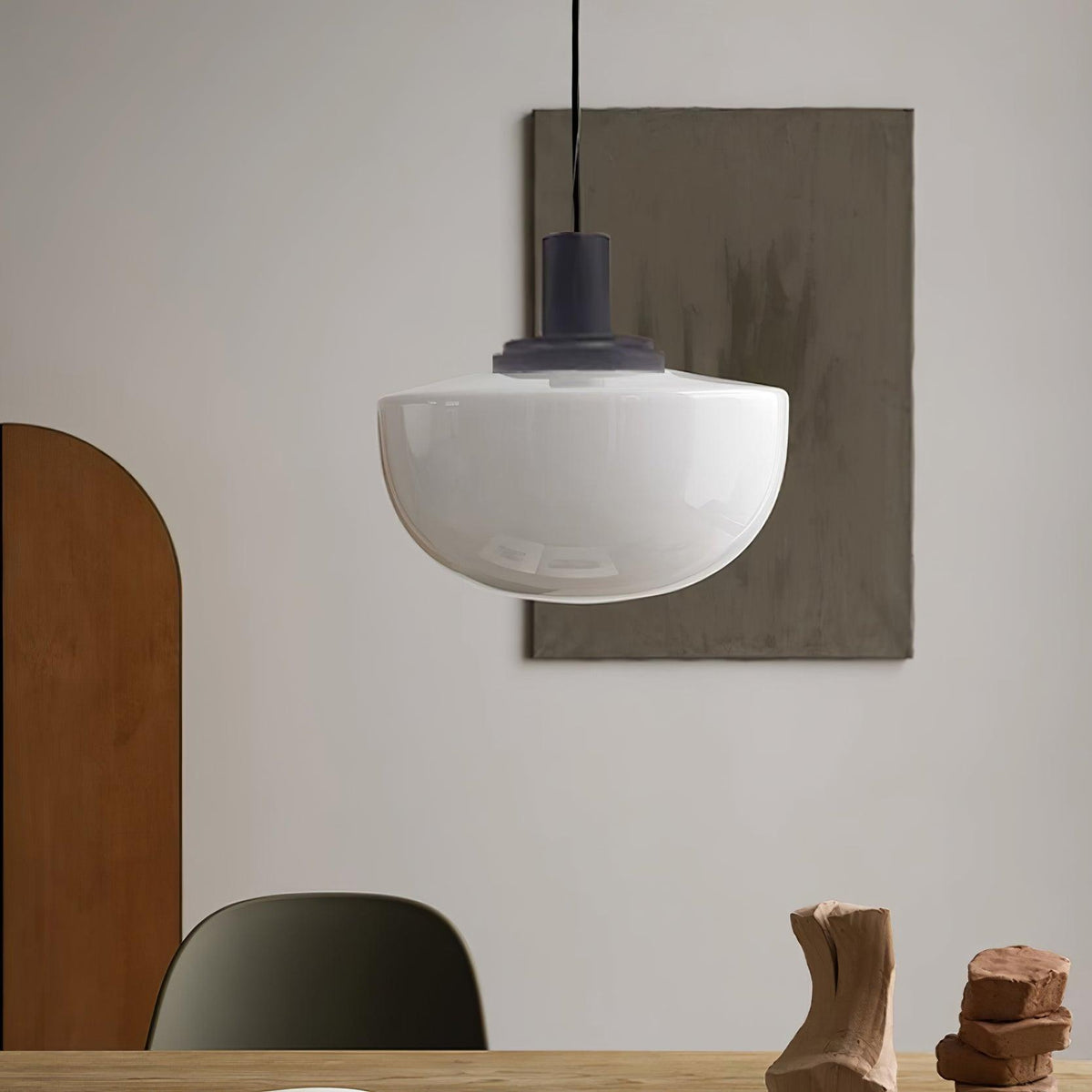 Lámpara colgante de vidrio cúpula metal montaje minimalista relajante