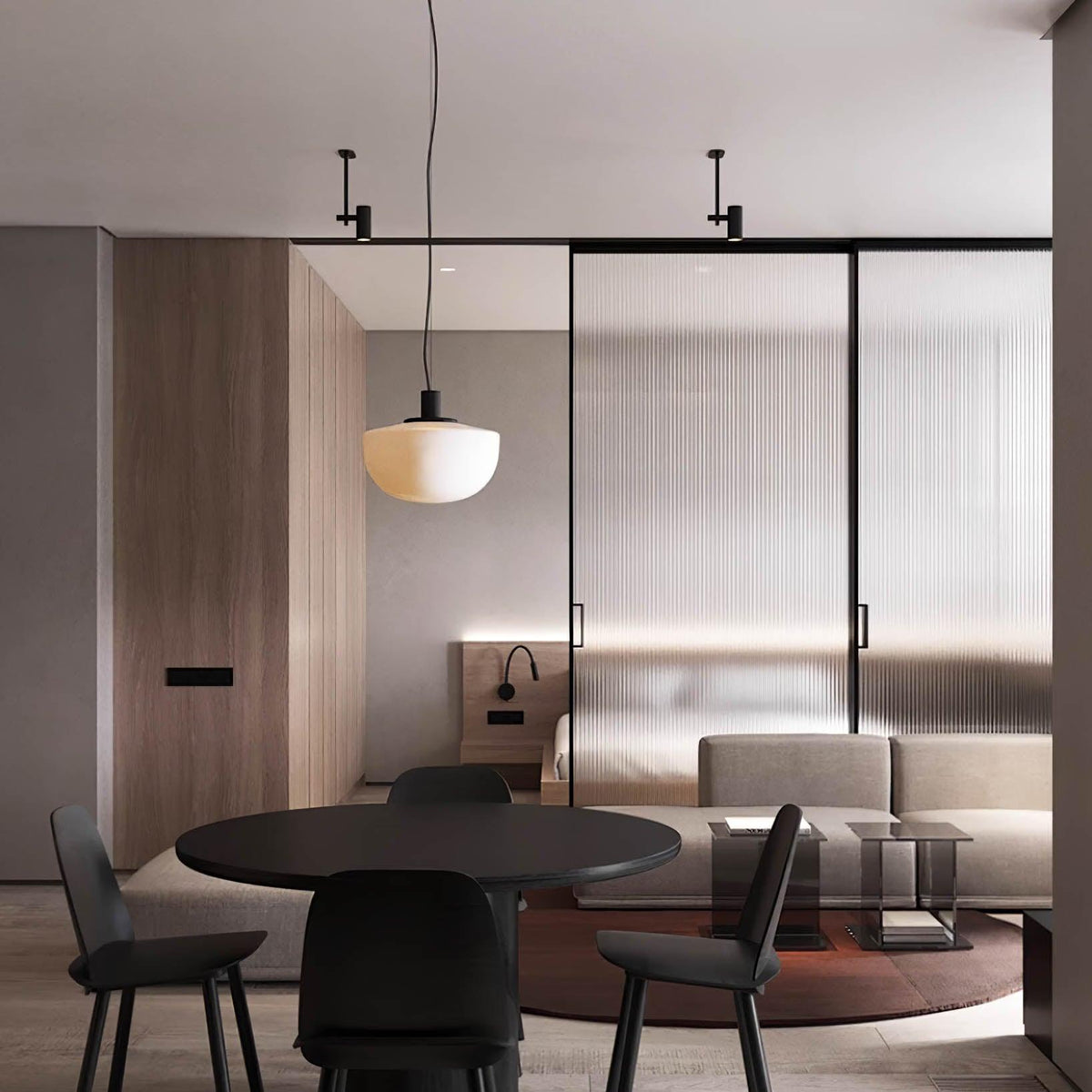 Lámpara colgante de vidrio cúpula metal montaje minimalista relajante