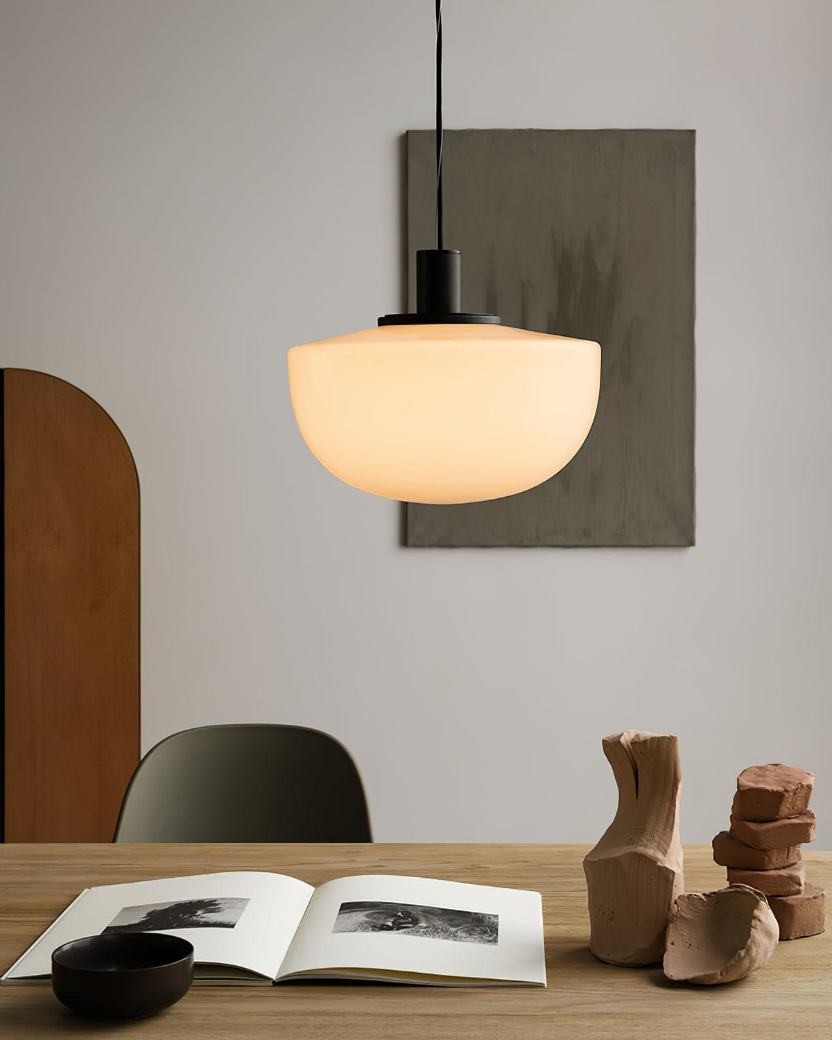 Lámpara colgante de vidrio cúpula metal montaje minimalista relajante