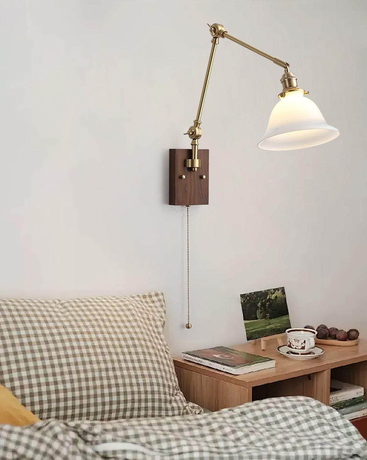 Velra aplique de pared de madera de nogal con brazo ajustable