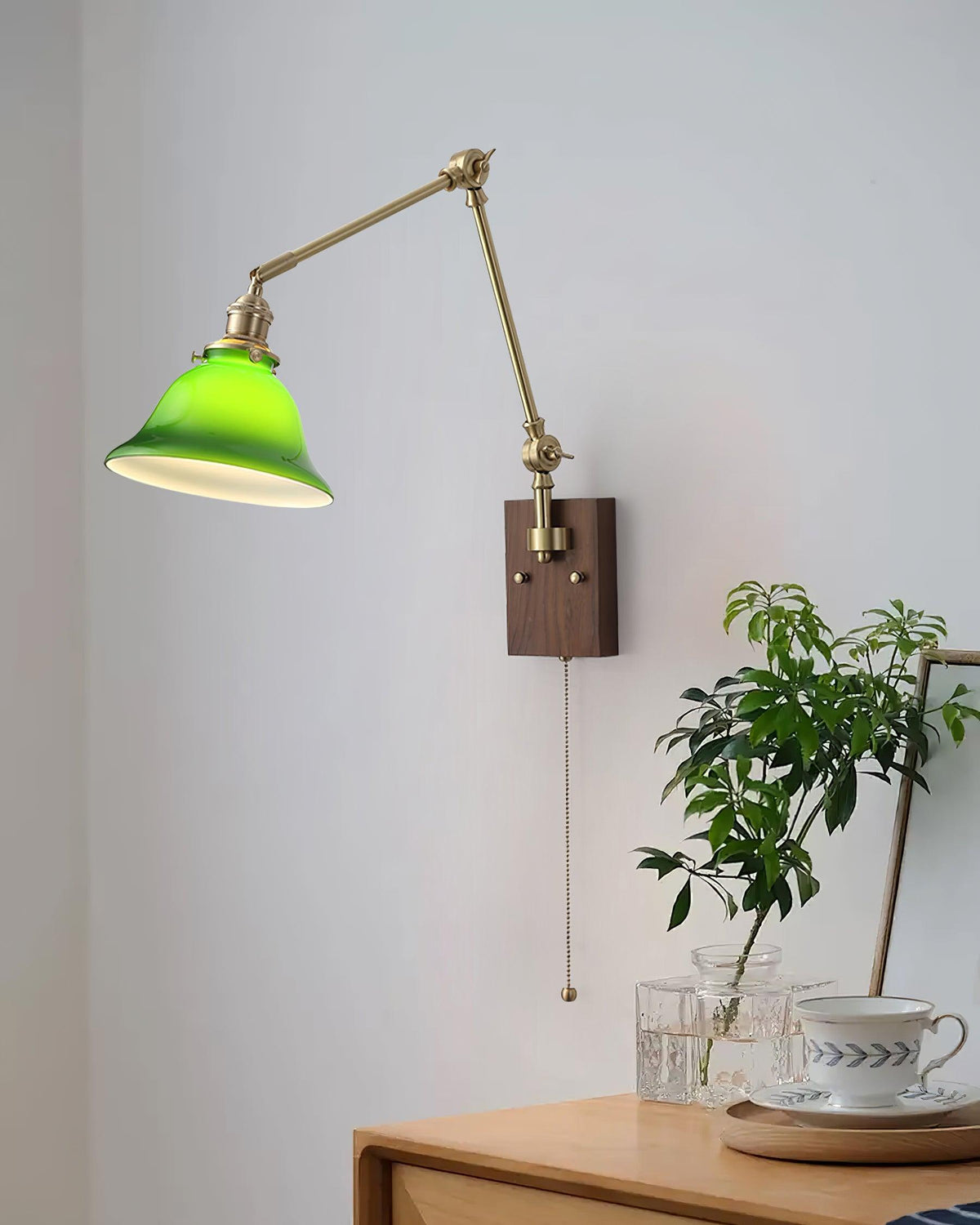 Velra aplique de pared de madera de nogal con brazo ajustable