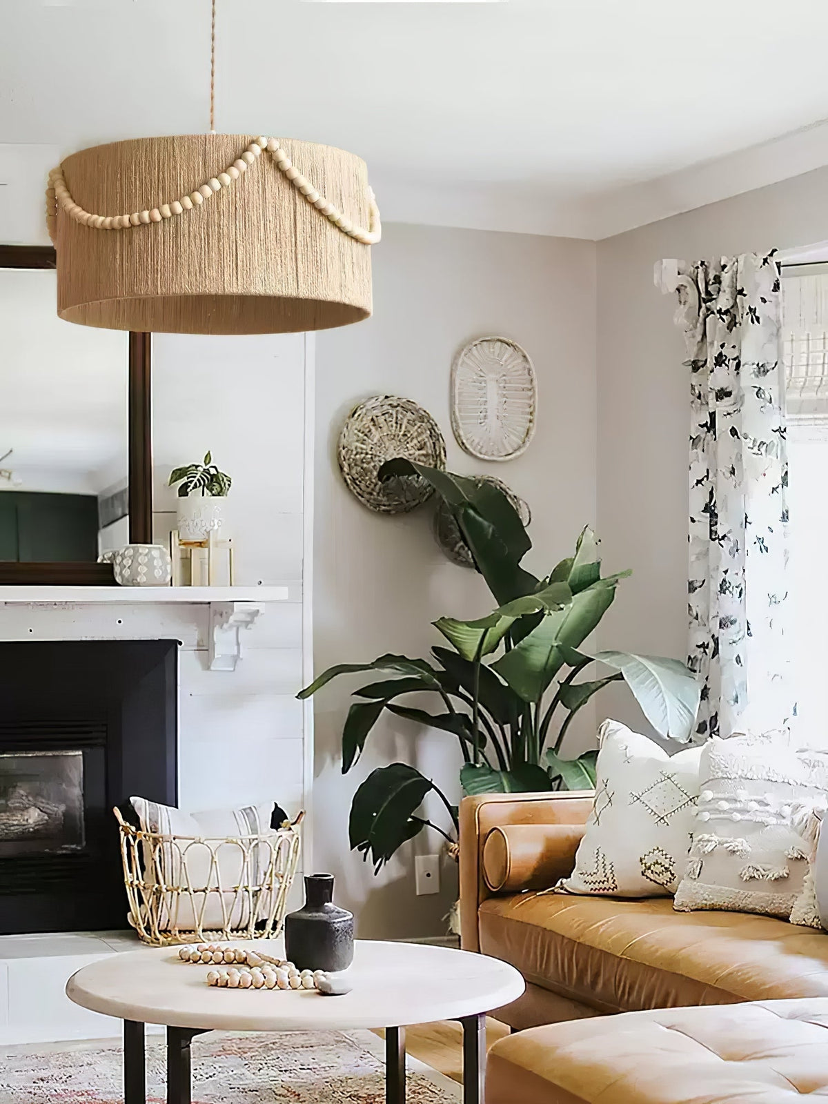 Ershaa lámpara colgante elegancia con cuentas naturales estilo boho