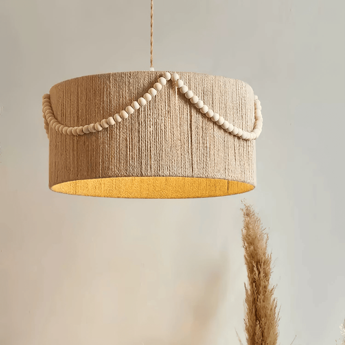 Ershaa lámpara colgante elegancia con cuentas naturales estilo boho