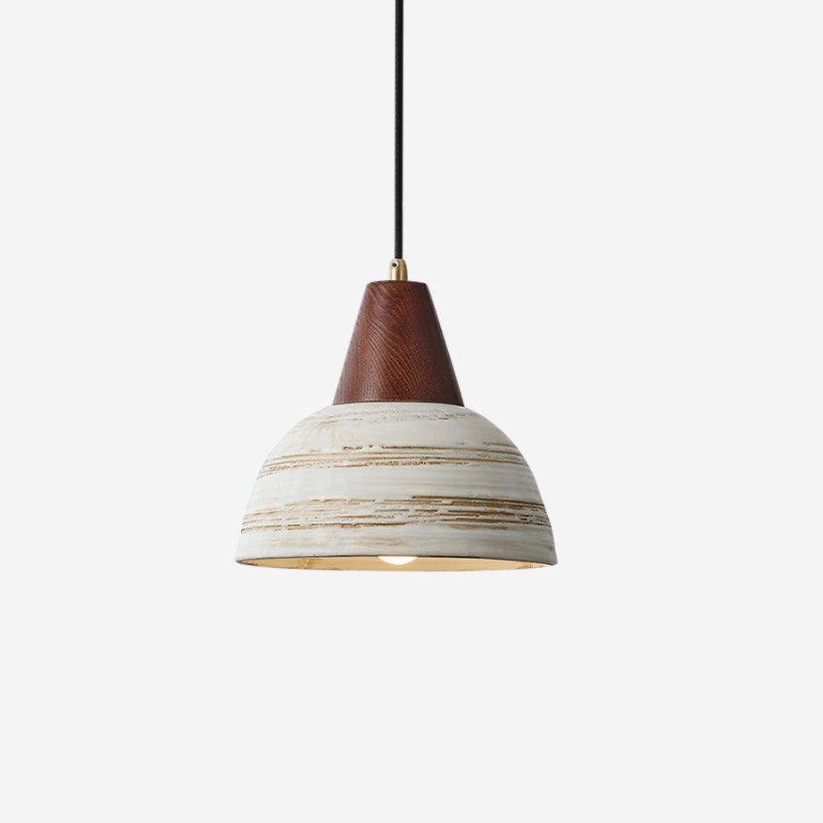 Lámpara colgante de cerámica texturizada, forma cónica, diseño nórdico minimalista