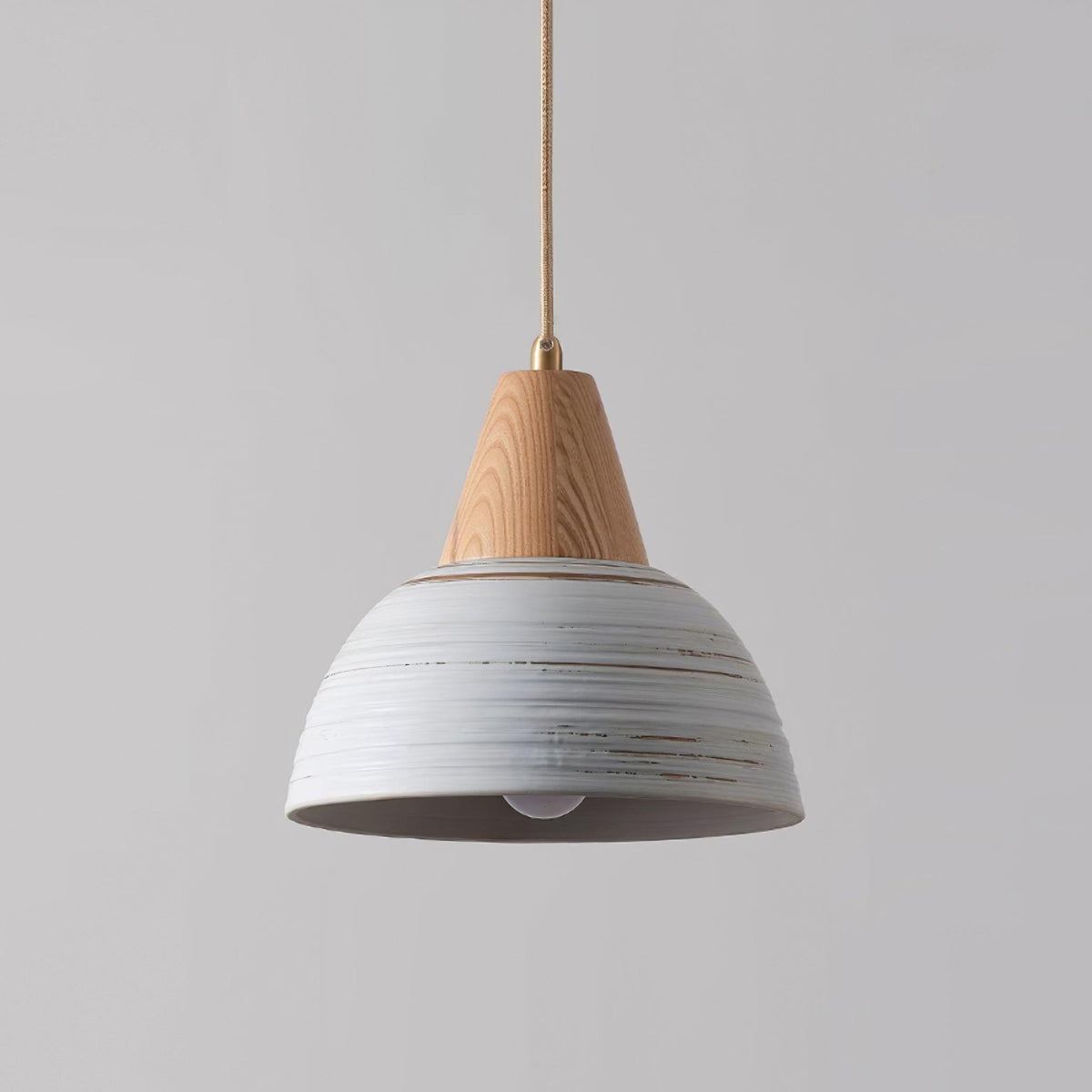 Lámpara colgante de cerámica texturizada, forma cónica, diseño nórdico minimalista