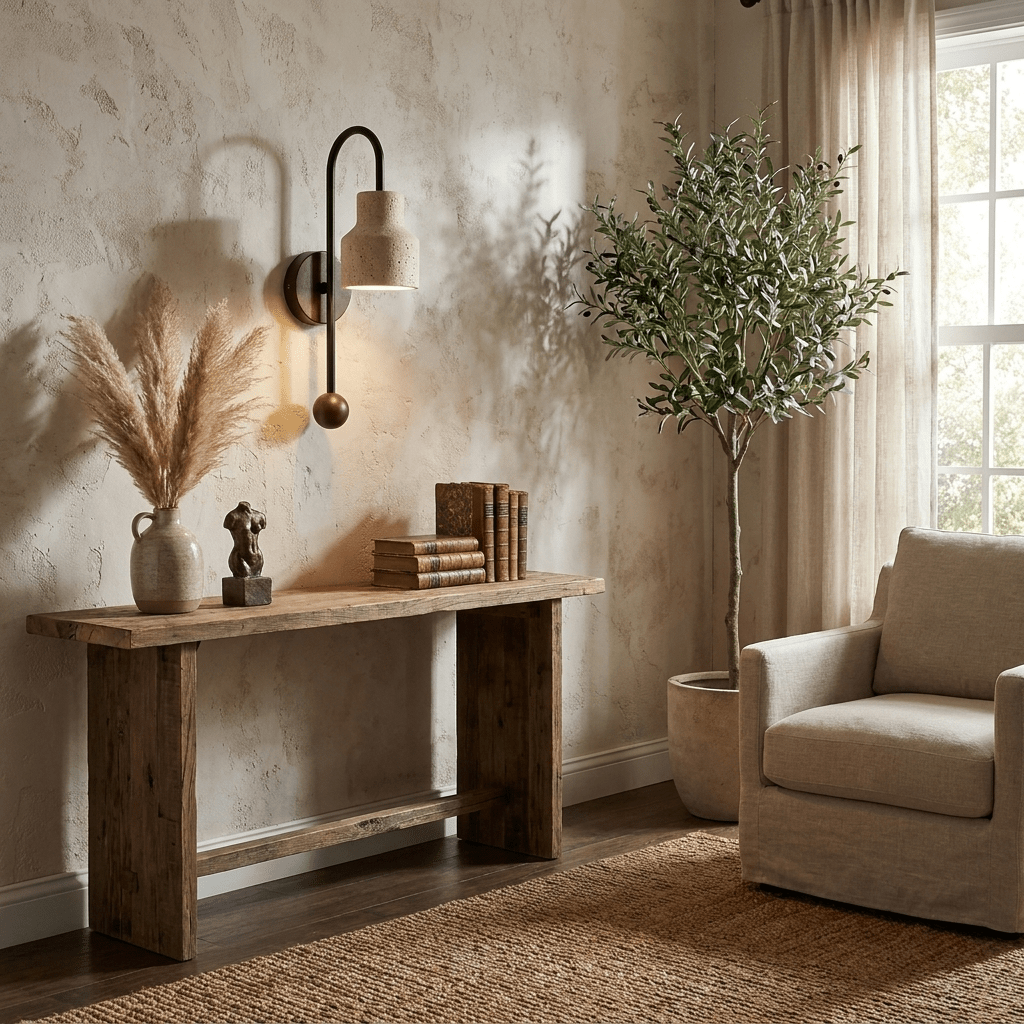 Aplique de pared Bell travertino nogal madera