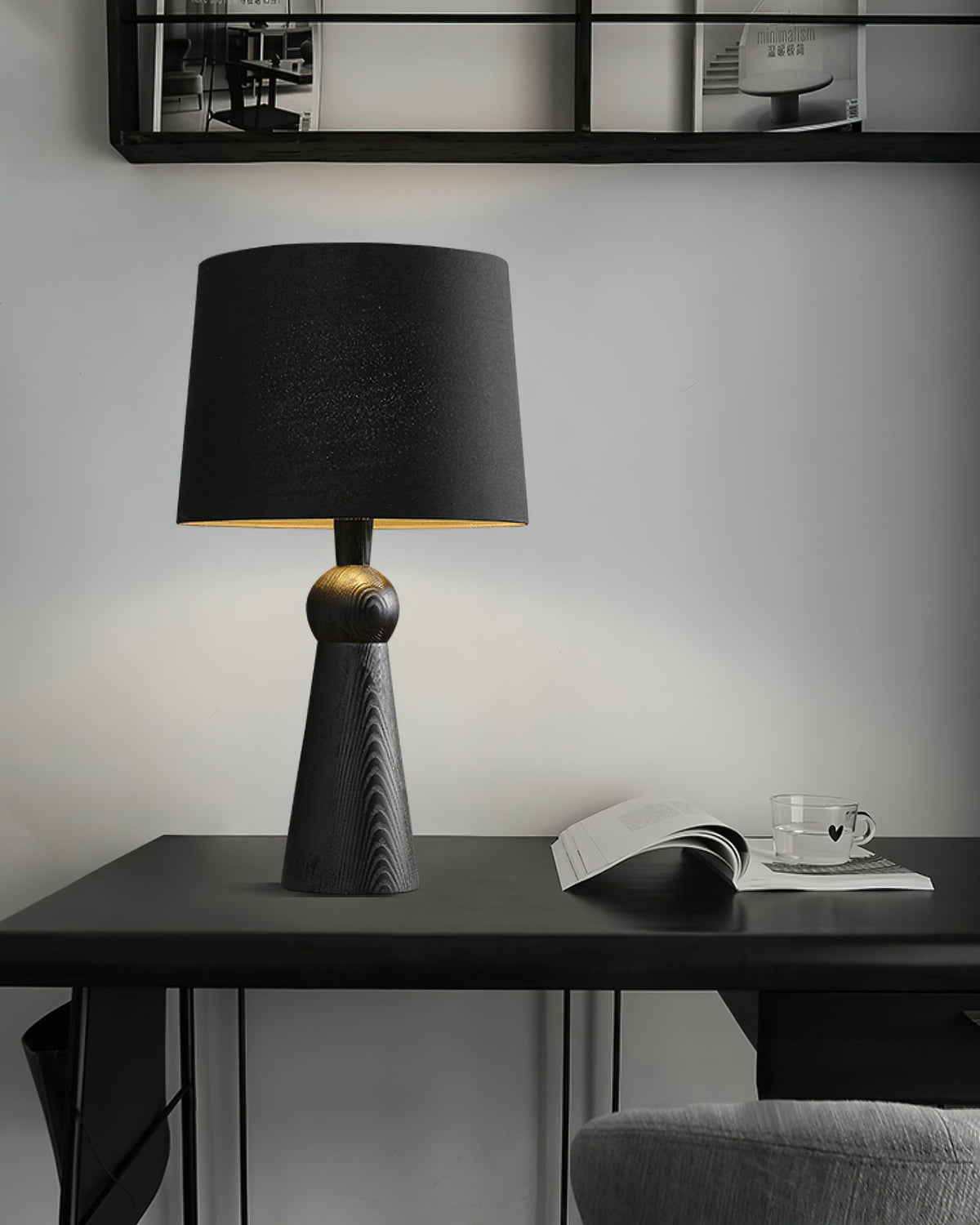 Lioria lámpara de mesa de madera y tejido