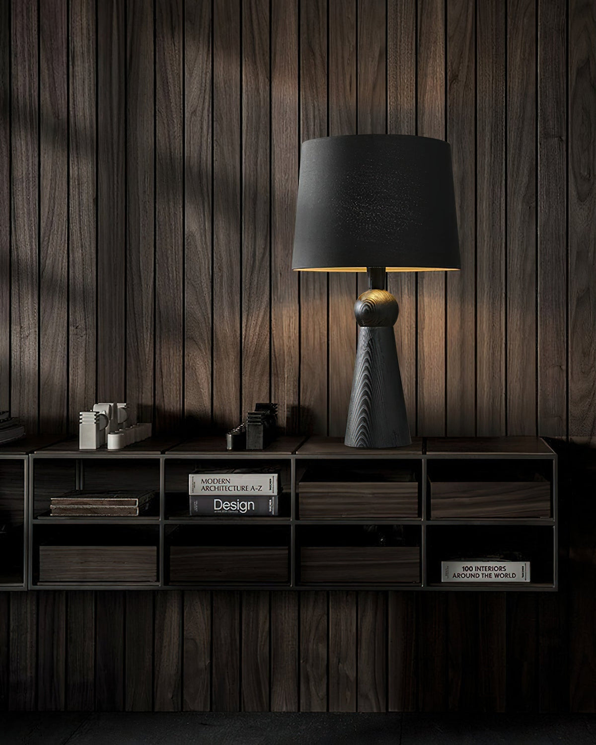 Lioria lámpara de mesa de madera y tejido